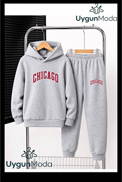 UygunModa SET DE Trening pentru copii, cu imprimeu Chicago Yazı, cu glugă, in...