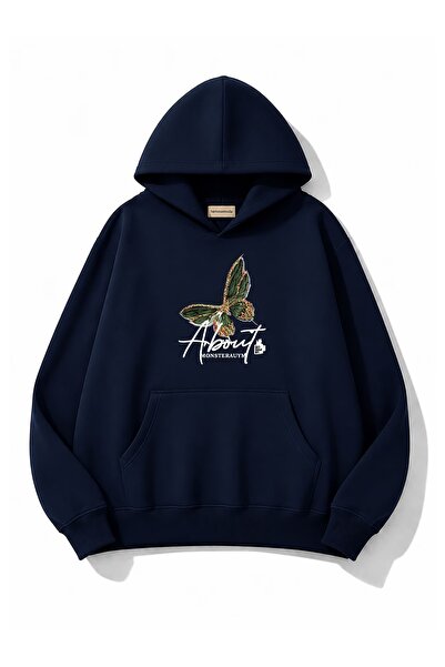 DAXİS Sportwear Company Green Butterfly Printed Hooded Sweatshirt