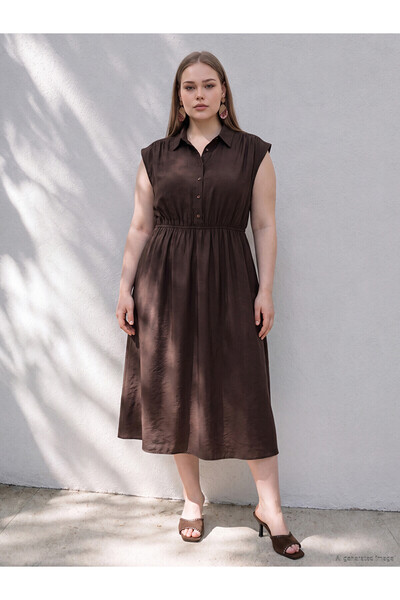 LC Waikiki Trendlucky Plus Size Modal Blend Shirt Dress with Difference