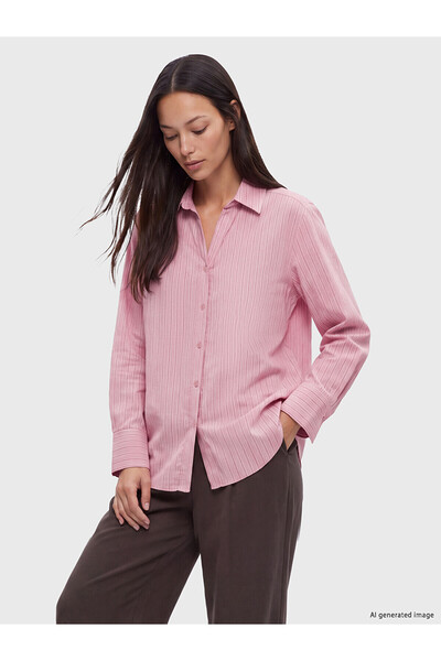 LC Waikiki Lcw Studio Pink Striped Women's Shirt