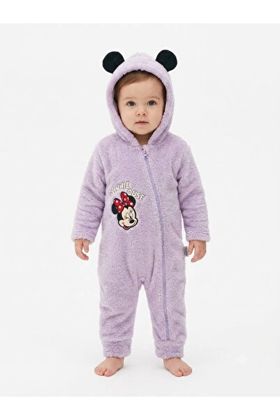 Chicsy Baby Tatlı Kız Bebek Minnie Mouse Welsoft Tulum Nakışlı Kulaklı Kapüşo...