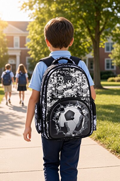 DODOMAR Rucsac pentru grădiniță cu tematică de fotbal 33x28x13 cm Geantă ziln...