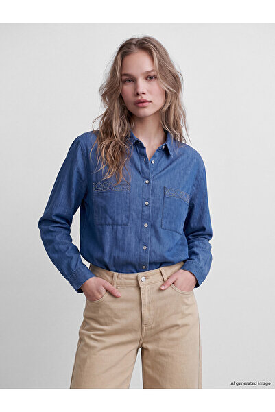 LC Waikiki Nevavm Lcw Grace Blue Denim Embroidered Standard & Regular Women's...