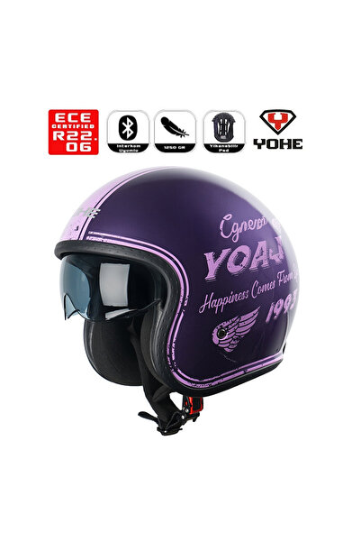 Yohe OF880 Motorsiklet Kaskı ShinyBlue Purple White 13E