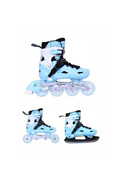 OEMVURAL 3K Αυξομειούμενα Πατίνια/Roller Skates/Παγοπέδιλα 3 σε 1 - Μέντα
