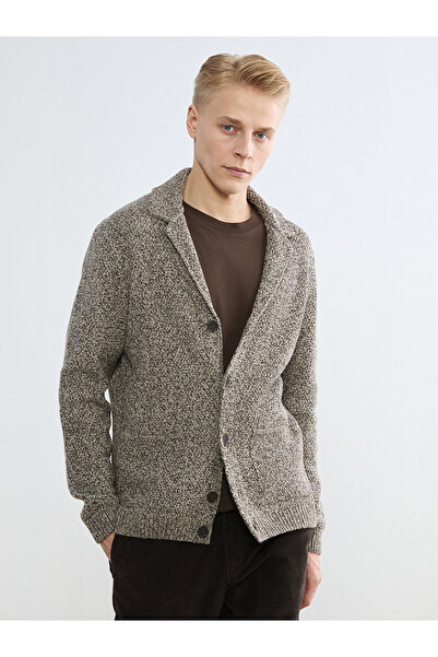 LC Waikiki Southblue Brown Standard Fit Wool Blend Men's Knitwear Cardigan