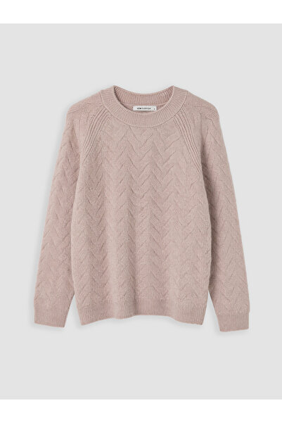 LC Waikiki Lcw Everyday Lilac Crew Neck Patterned Women's Knitwear Sweater