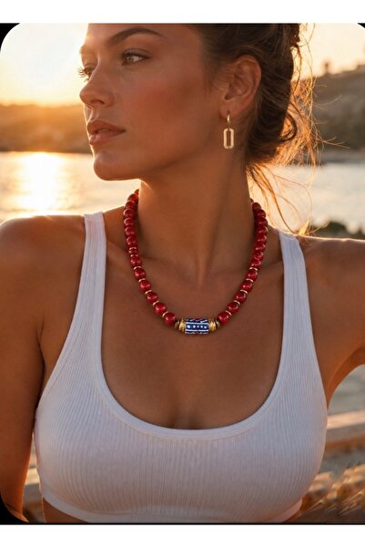 TARZ-I TAKI Natural Stone 10 mm Red Coral Intermediate Cylinder Stone Detail ...