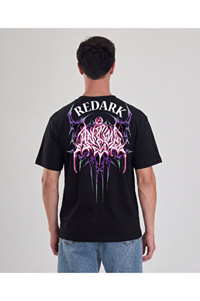 REDARK Unisex Siyah Oversize Reflektörlü Motorcu Tişörtü - %100 Pamuklu