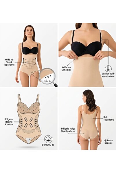 Lily Collection Kadın Ten Rengi Lazer Kesim Göğüs Altı Body Korse - Dikişsiz ...