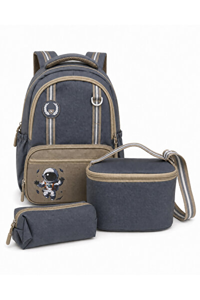 kruxon 3-Piece Astronaut-Themed Boys' School Bag Set – with Lunch Box and Pen...