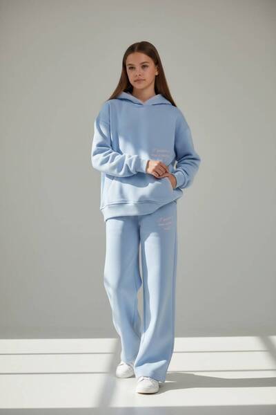 Generic Brand Girl's embroidered hooded tracksuit set, cotton sportswear top ...