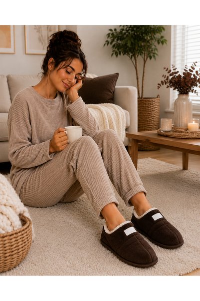 MOON CLOUD Unisex Sıcak Tutan Rahat Peluş Kapitone Ev Terliği Ev Botu Kışlık Yumuşak Taban Ev Botu ZYN263