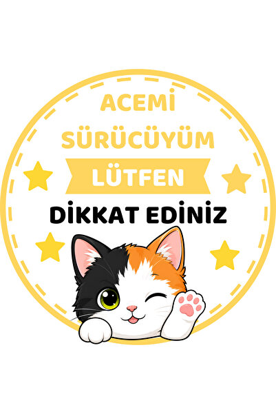 Genel Markalar Acemi Sürücüyüm Lütfen Dikkat Ediniz Sticker 18,3 cm | Sevimli...