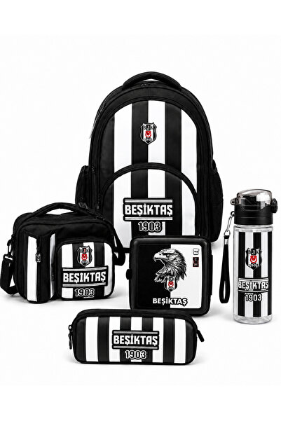 Beşiktaş Lisanslı 1903 Baskılı 5'li Okul Seti - Okul Çantası, Beslenme Çantas...