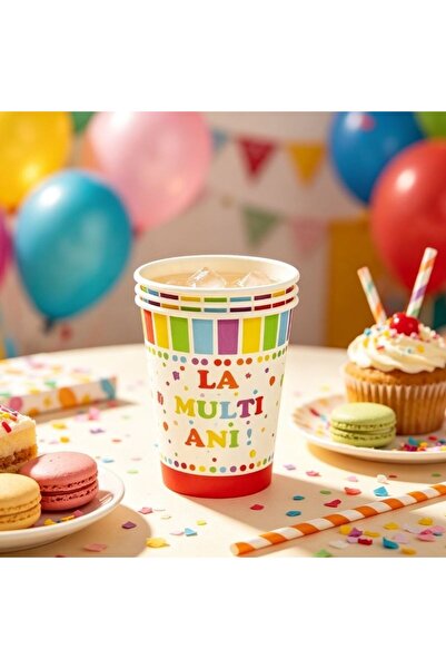 idei Happy Birthday Party Paper Cups, 9 oz, 9.5 cm high, 12 pieces, film-coat...