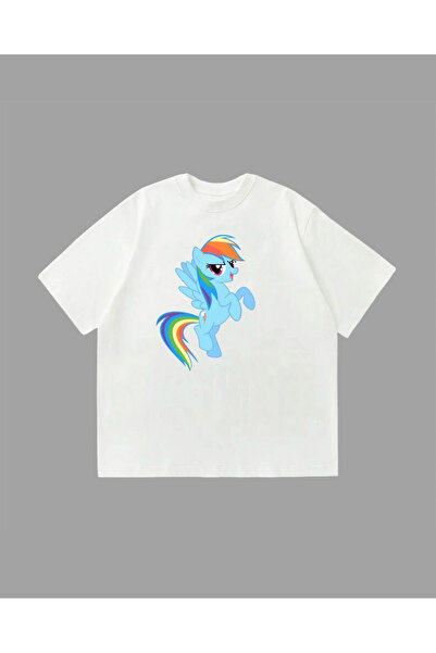 1blood Unisex majica sa šarenom dugom bojom My Little Pony, široka bijela majica