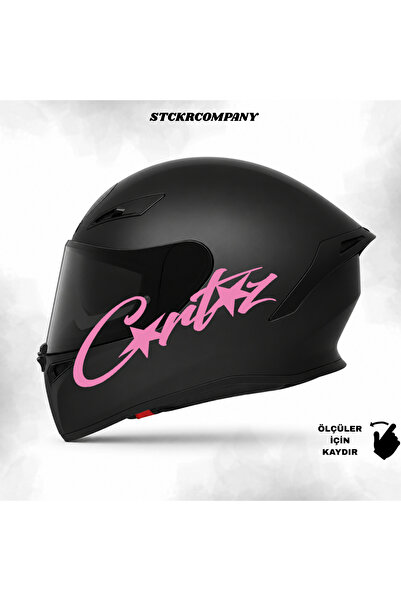 STCKRCO Corteiz Kask Stickerı – Yıldızlı Yazı Motosiklet Kask Stickerı – 24x7 cm
