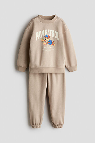 H&M 2 Parçalı Baskılı Sweatshirt Set