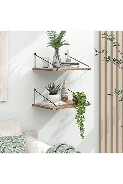 OEM Etajeră decorativă de perete din MDF cu console metalice 40x15x20cm
