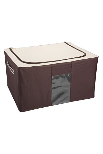OEM Cutie de depozitare haine bej 50x40x28cm cu cadru metalic și fereastră di...