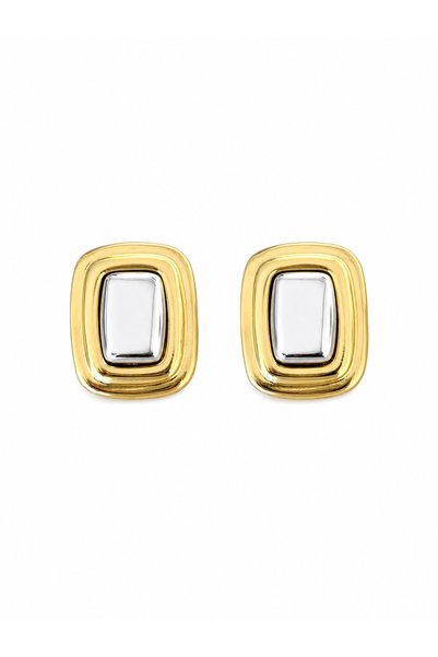 venti design أقراط نسائية مربعة صغيرة باللون الذهبي والفضي