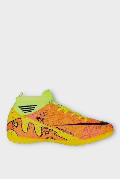 Jagulep Men's High-Top Football Field Shoes with Socks Orange - Yellow