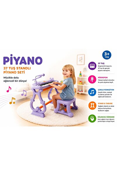 Shopfocus 37 TUŞ PİYANO SETİ 8 FARKLI DEMO ŞARKI ENSTRÜMAN RİTİM PİL İLE ÇALI...