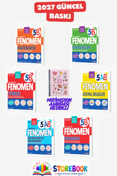 Fenomen Yayıncılık 5.Sınıf Matematik B+Fen B+Türkçe B+ Paragraf B+Sosyal AB v...