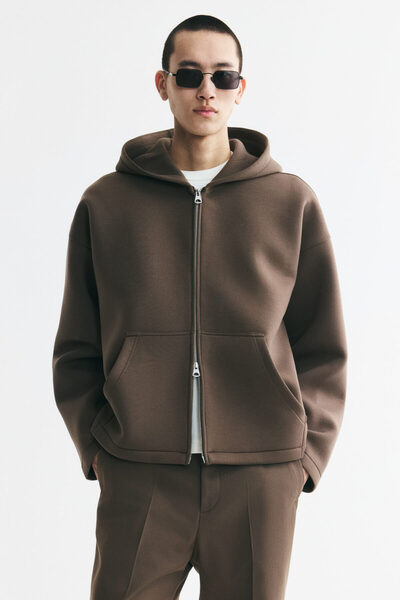 H&M Kapüşonlu ve Fermuarlı Scuba Üst Oversized Fit