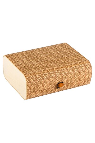 OEM Cutie de depozitare din bambus maro cu model geometric 24x18.5x9.5cm