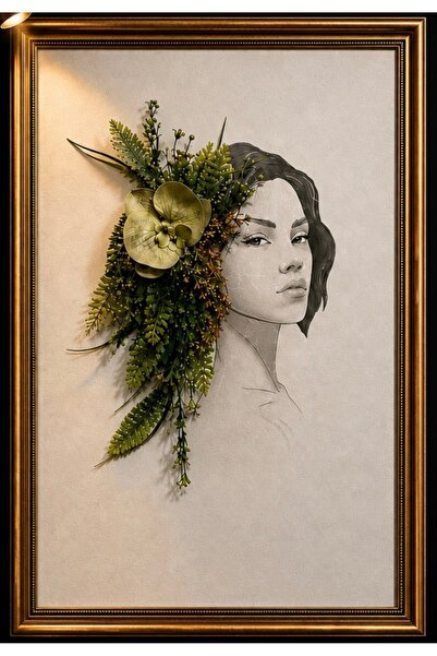 Yaşam Filizi Tasarım Ahşap Tablo / Yapay Çiçek / Dekupaj Baskı 50x70