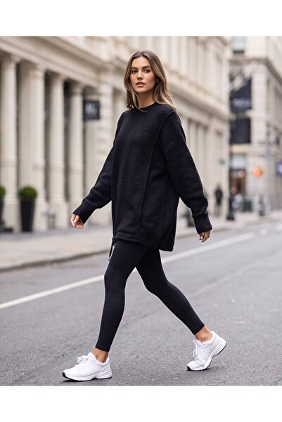 Trend Kapında Women's Beard Yarn Crew Neck Knitwear Sweater
