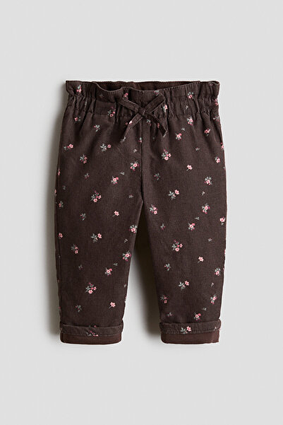 H&M Astarlı Fitilli Kadife Pantolon