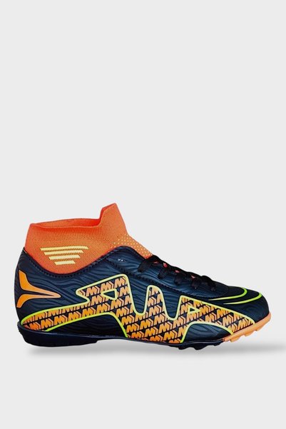 Jagulep Men's High-Top Football Field Shoes with Socks Black - Orange