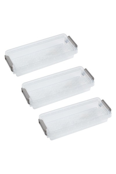 OEM 3 cutii de depozitare din plastic 20.4x8x3.7cm - 3 buc.