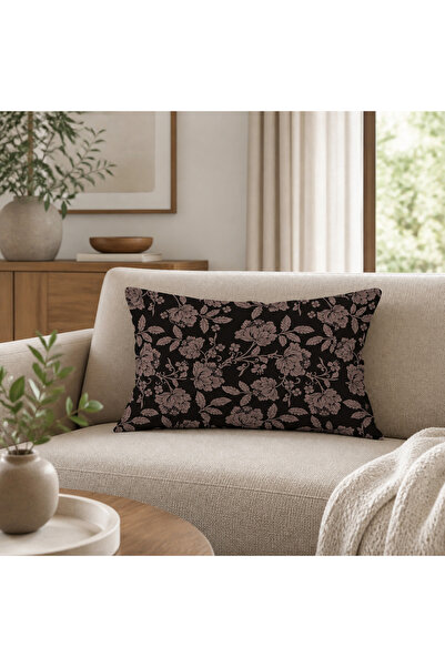 RemHome REM HOME Çiçek Desenli Dekoratif Dikdörtgen Kırlent Kılıfı