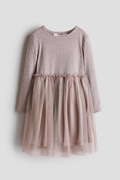 H&M Uzun Kollu ve Tül Etekli Elbise