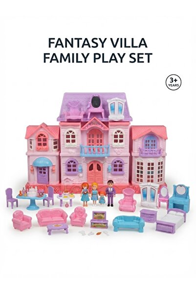 Bionic Fantasy Villa Family Doll House Play Set with 3 Dolls, Furniture & Acc...