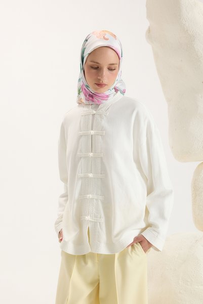 Qef Patterned Twill Scarf Hera Pink