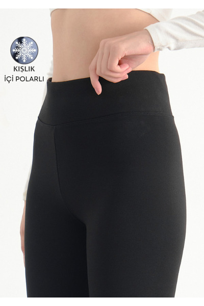 umtlifes Women's Black Steel Winter Leggings with Fleece Inside, Corset Desig...