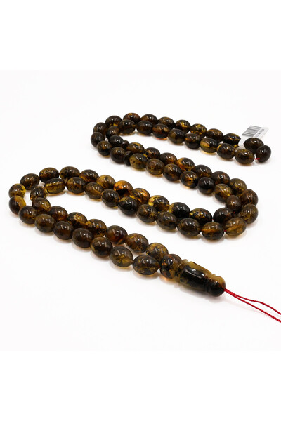 Generic Brand Moss Amber Rosary with Inclusions – 78 Beads 9.5/12.5mm Oval Pr...