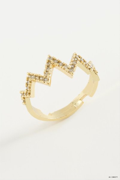 ZERO LAND CONCEPTA Zigzag Stone Metal (162503) Ring, Yellow