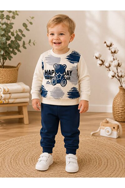 Organic Product DimpleBaby Baby Boy Teddy Bear Printed Sweatshirt and Sweatpa...