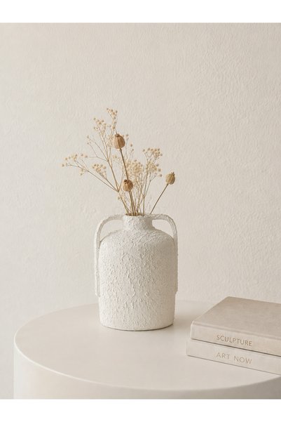 Cavanoz Arven Dekoratif Seramik Vazo El Yapımı Doğal Dokulu Bohem Vazo Modern...