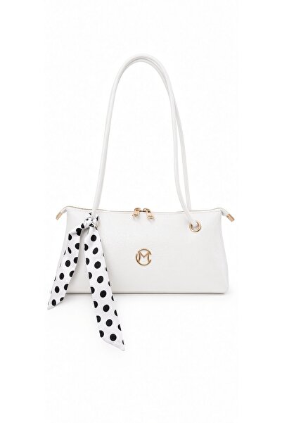 cantamella Women's Polka Dot Shawl White Shoulder Bag