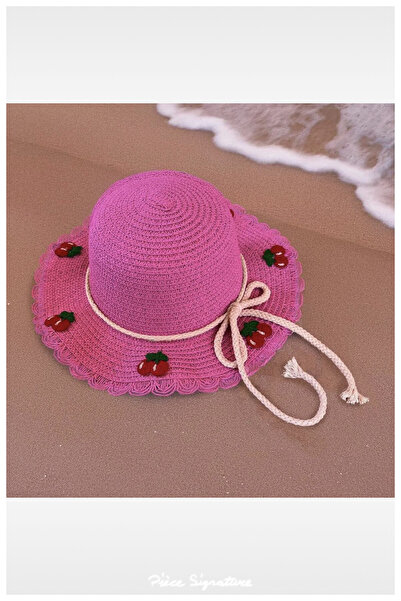 PIECE SIGNATURE Plain Luxury Straw Girl's Hat (Age 3-7)