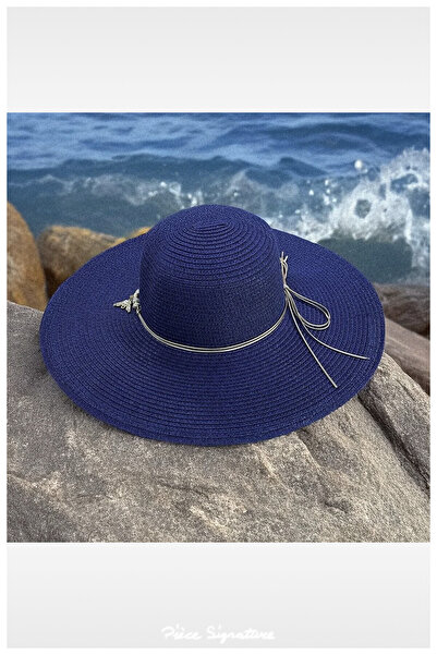 PIECE SIGNATURE Luxury Straw Wide Brim Solid Color Beach Hat for Women