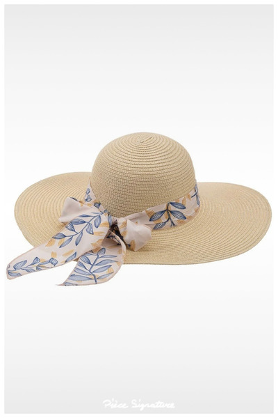PIECE SIGNATURE Wide Brim Luxury Straw Hat for Women (57-58 cm) (Contraction ...