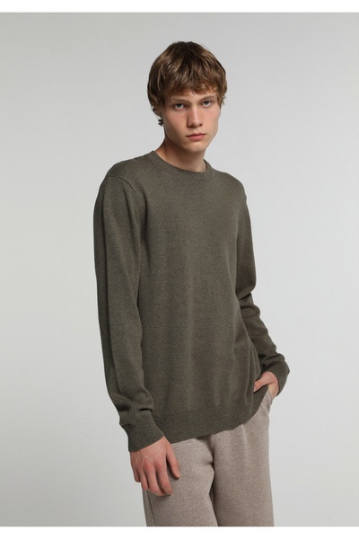 Colin's Pulover verde pentru bărbați, cu gât rotund, jacquard